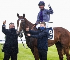 A delighted Rory Cleary gives the thumbs up following Mac Swiney’s success, 22 05 2021 IRISH 2000 Guineas